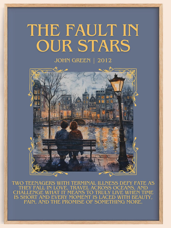 The Fault in Our Stars minimalist book poster by John Green – framed literary art print