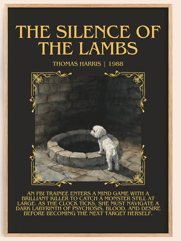 The Silence of the Lambs minimalist book poster by Thomas Harris – framed literary art print