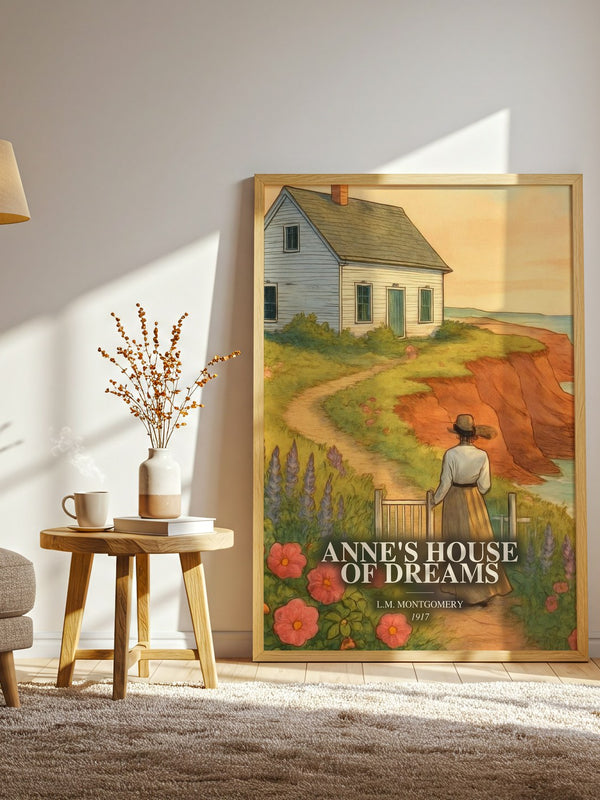 Anne'S House Of Dreams watercolour print in frame leaning in hallway – classic literature wall art