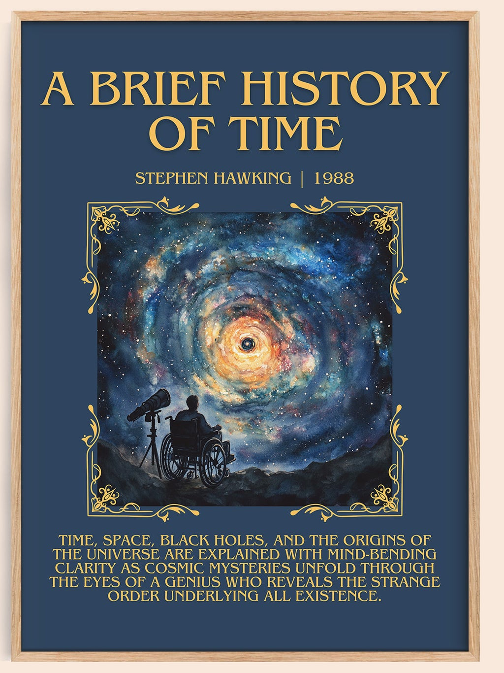 A Brief History of Time minimalist book poster by Stephen Hawking – framed literary art print