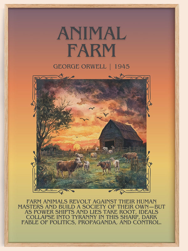 Animal Farm minimalist book poster by George Orwell – framed literary art print