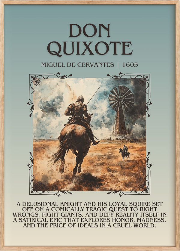 Don Quixote Minimalist Book Poster by Miguel De Cervantes