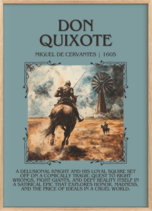 Don Quixote Minimalist Book Poster by Miguel De Cervantes