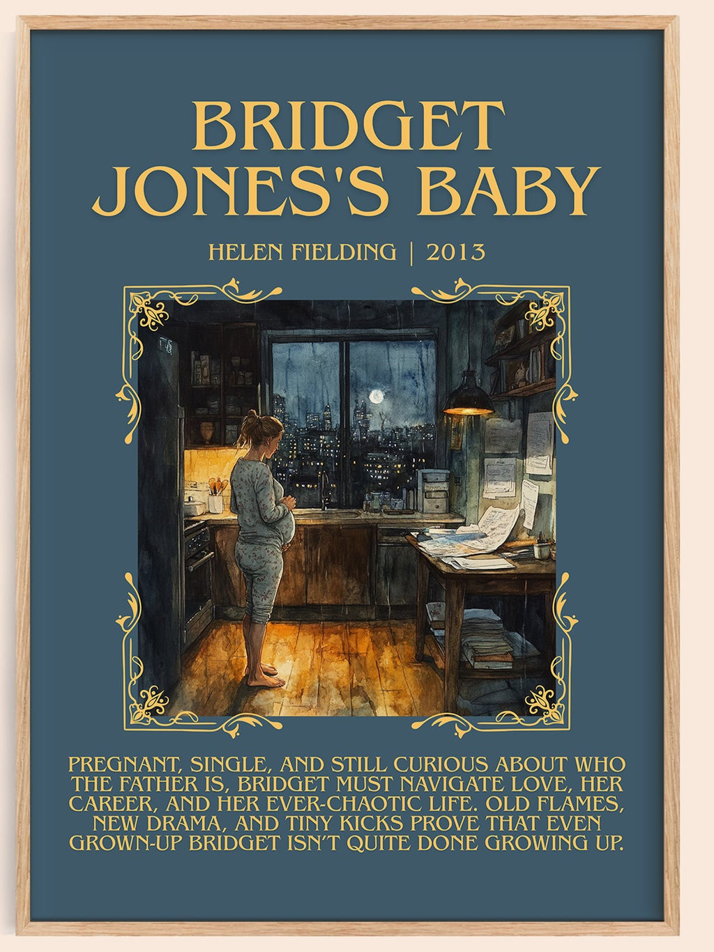Bridget Jones's baby minimalist book poster by Helen Fielding – framed literary art print