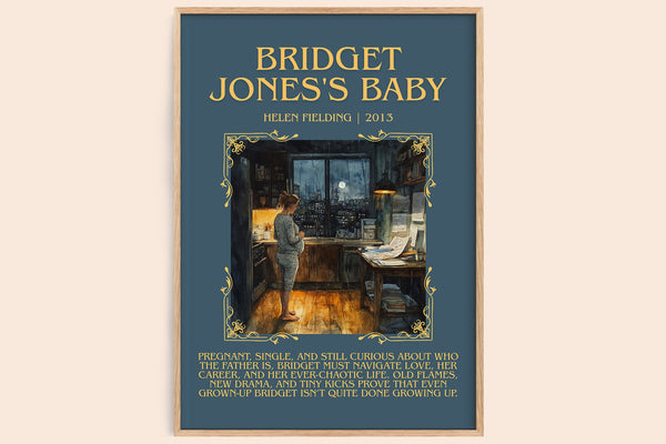 Bridget Jones's baby minimalist book poster by Helen Fielding – framed literary art print