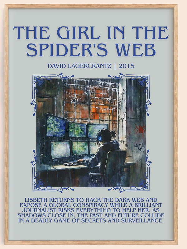 The Girl In The Spider's Web minimalist book poster by David Lagercrantz – framed literary art print