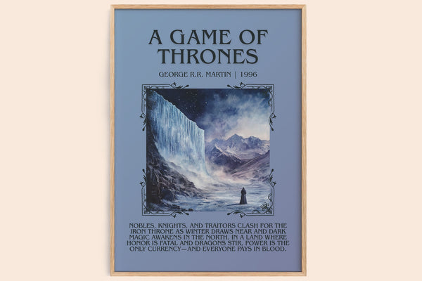 A Game Of Thrones minimalist book poster by George R.R. Martin – framed literary art print