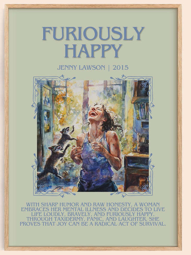 Furiously Happy Minimalist Book Poster by Jenny Lawson