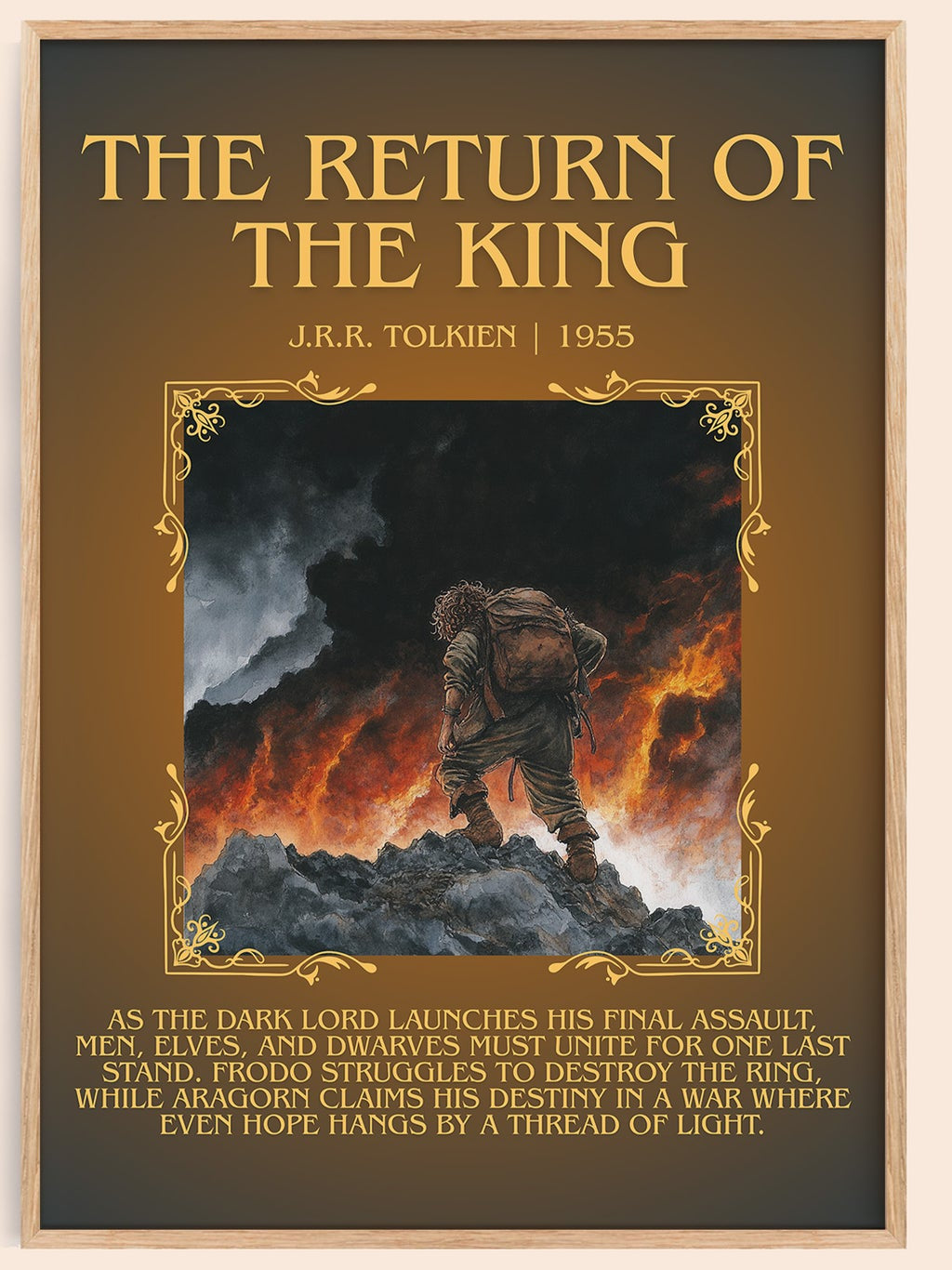 The Return Of The King minimalist book poster by J.R.R. Tolkien – framed literary art print