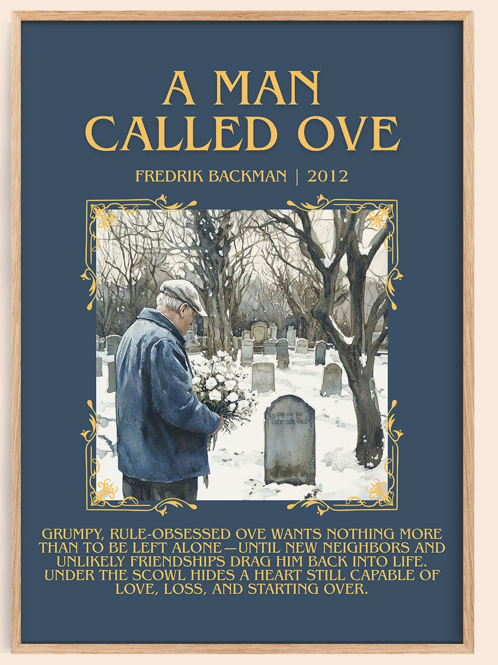 A Man Called Ove minimalist book poster by Fredrik Backman – framed literary art print