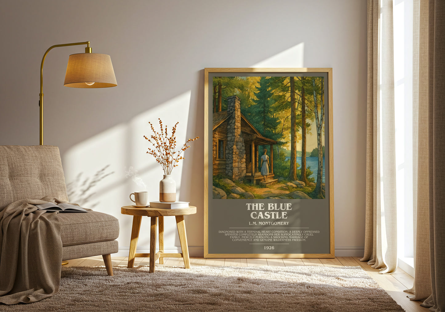 The Blue Castle bookish print on bookshelf – L.M. Montgomery fan gift