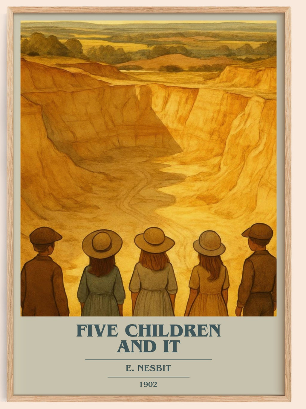 Five Children And It book cover book poster by E. Nesbit – framed literary art print