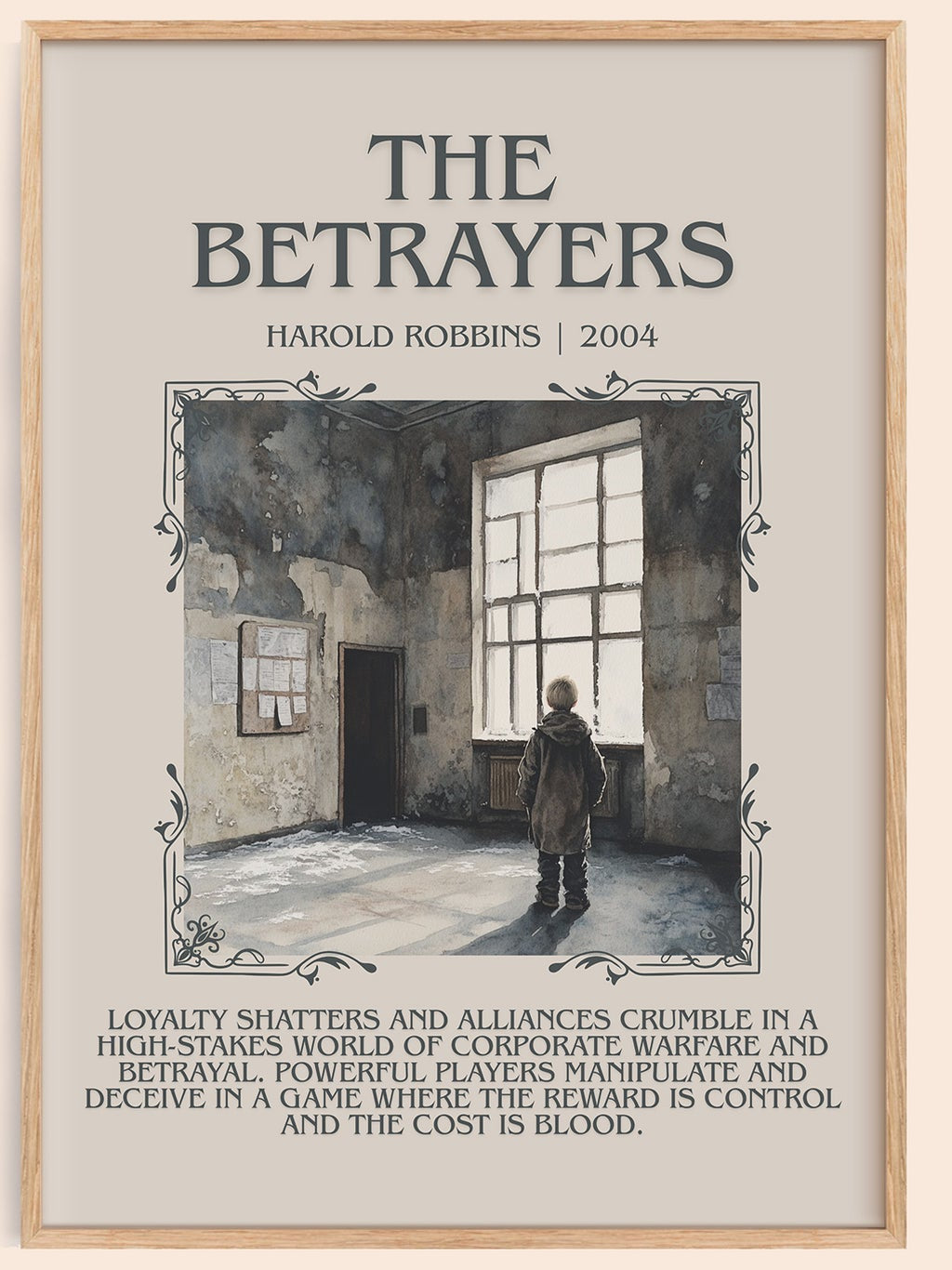 The Betrayers minimalist book poster by Harold Robbins – framed literary art print