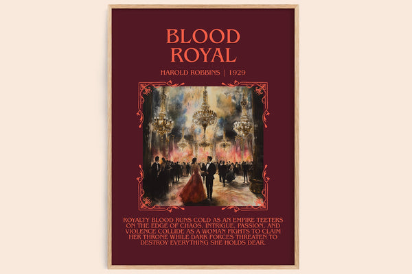Blood Royal minimalist book poster by Harold Robbins – framed literary art print