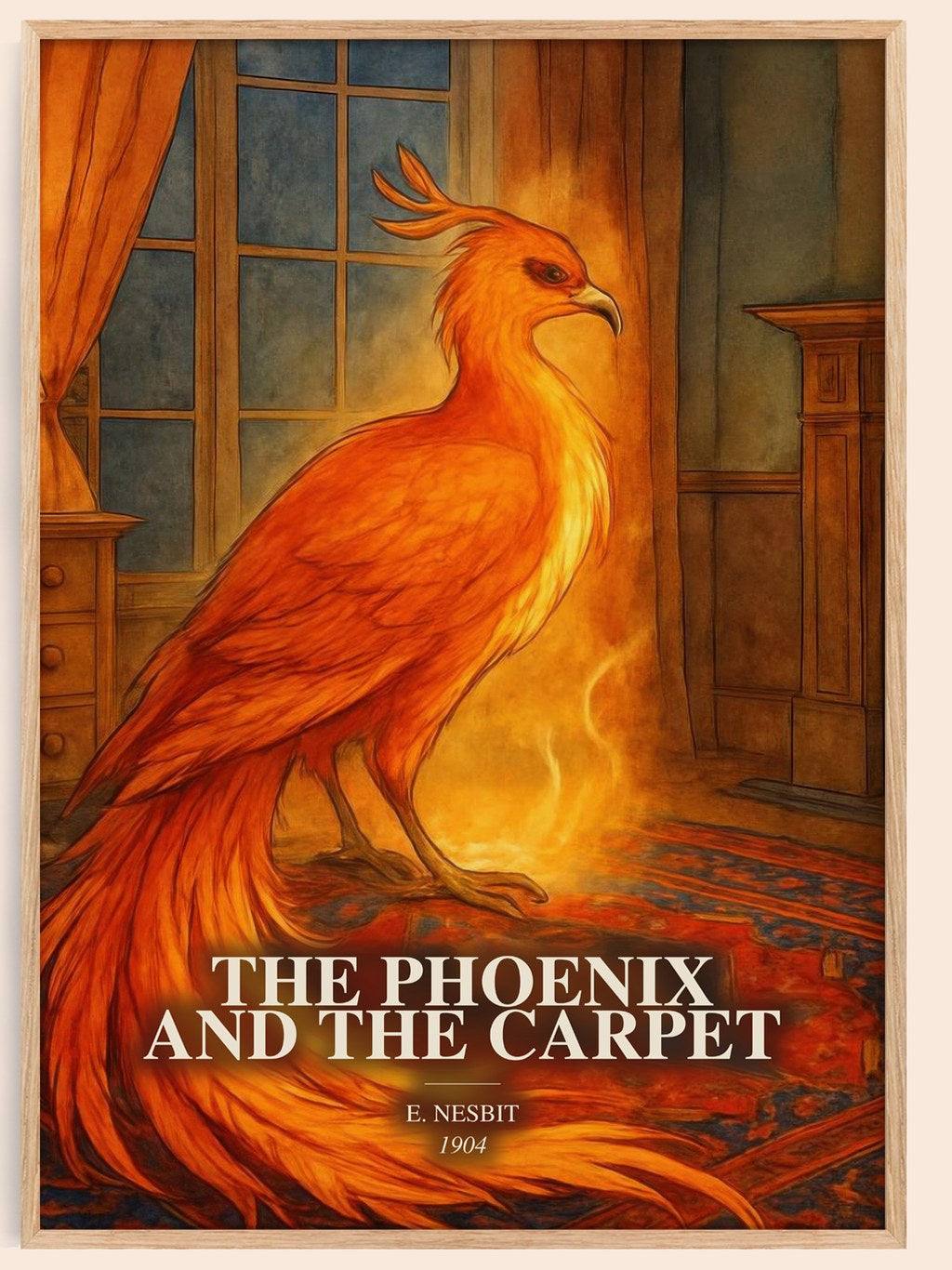 The Phoenix And The Carpet watercolour book poster by E. Nesbit – framed literary art print