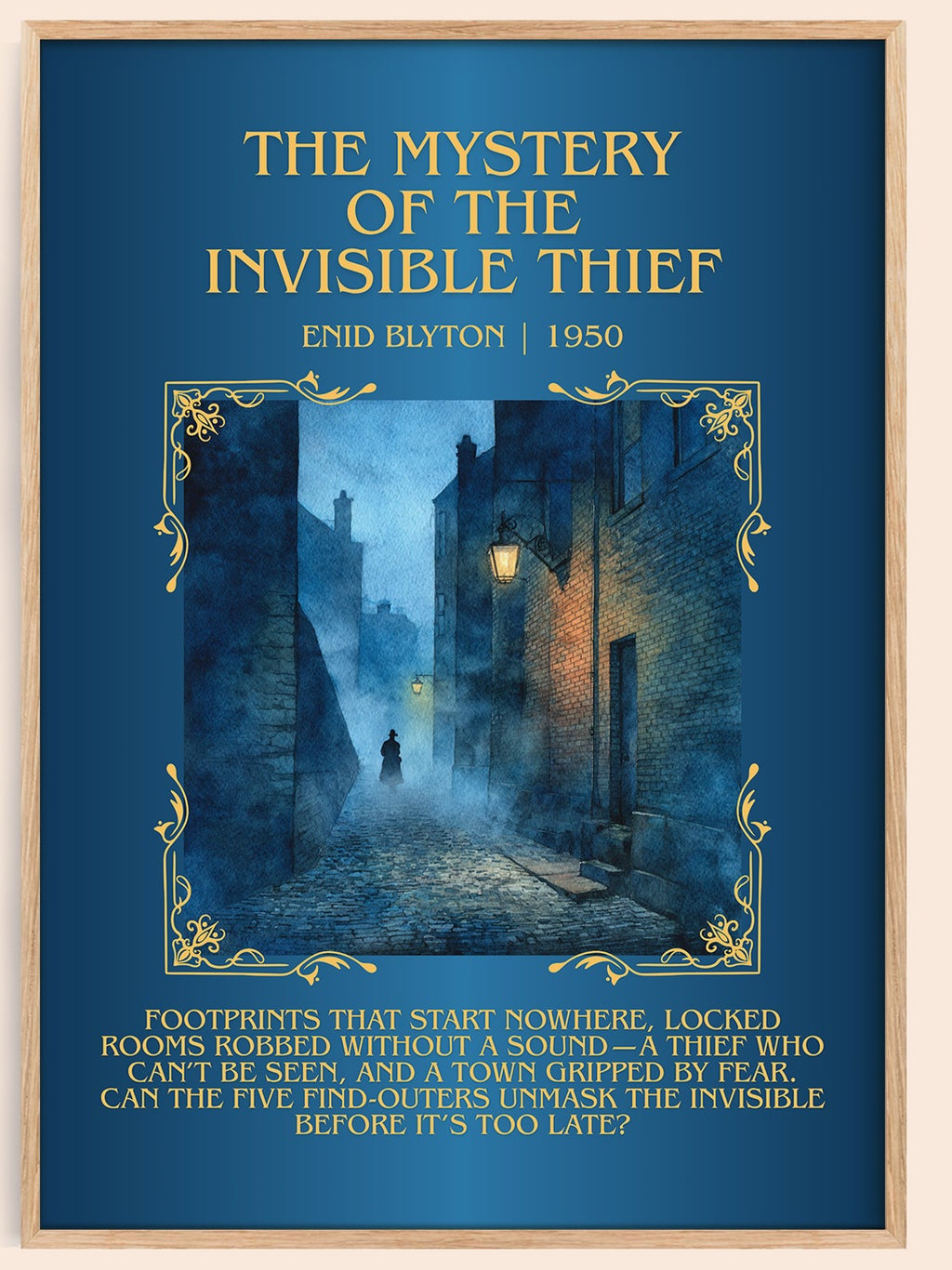 The Mystery of the Invisible Thief minimalist book poster by Enid Blyton – framed literary art print