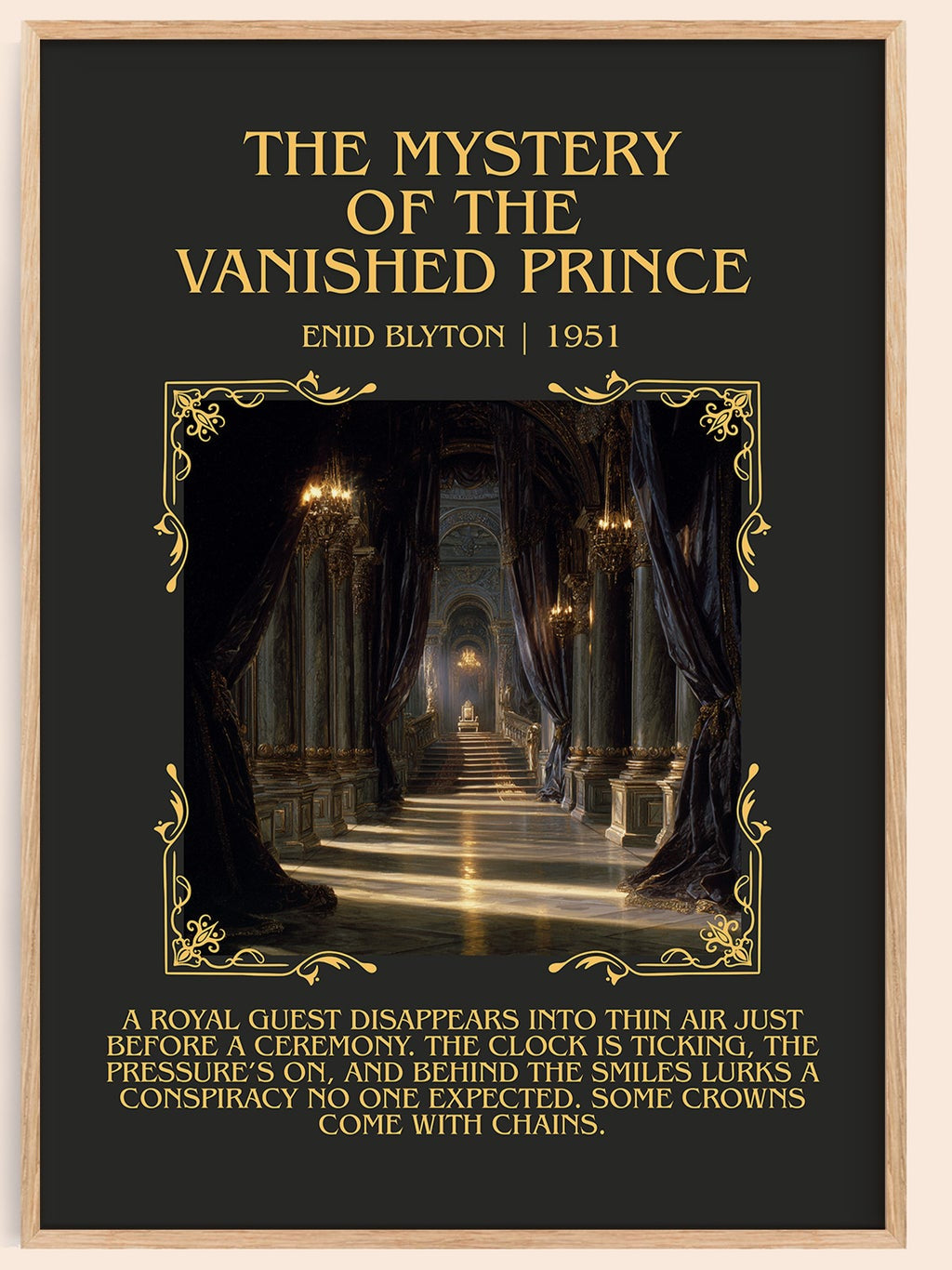 The Mystery of the Vanished Prince minimalist book poster by Enid Blyton – framed literary art print