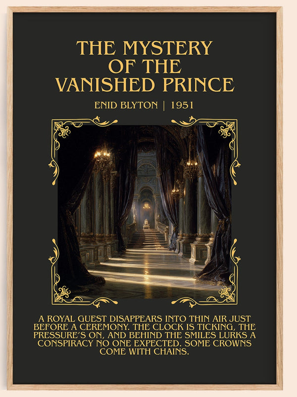 The Mystery of the Vanished Prince minimalist book poster by Enid Blyton – framed literary art print