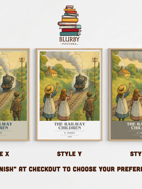 The Railway Children book cover print in frame leaning in hallway – childrens wall art