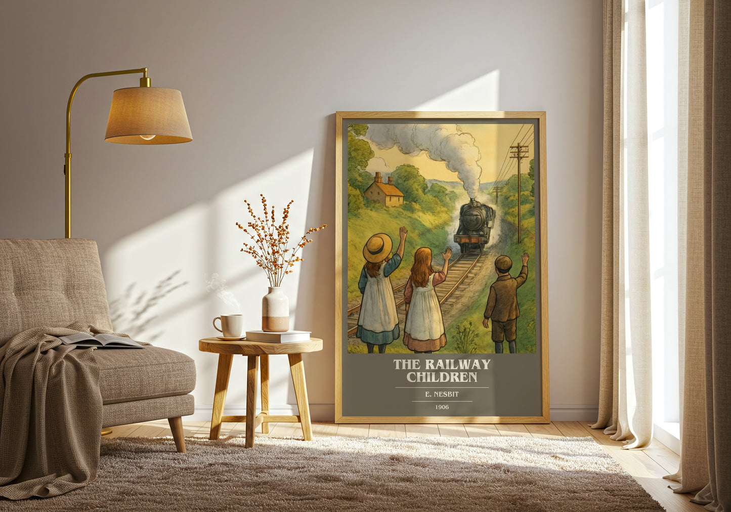 The Railway Children book cover print on bookshelf – E. Nesbit fan gift