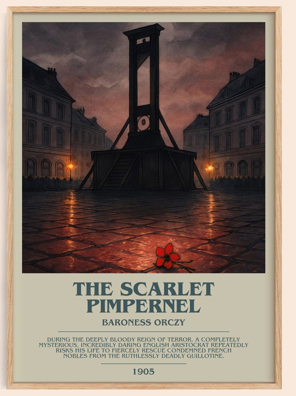 The Scarlet Pimpernel bookish book poster by Baroness Orczy – framed literary art print