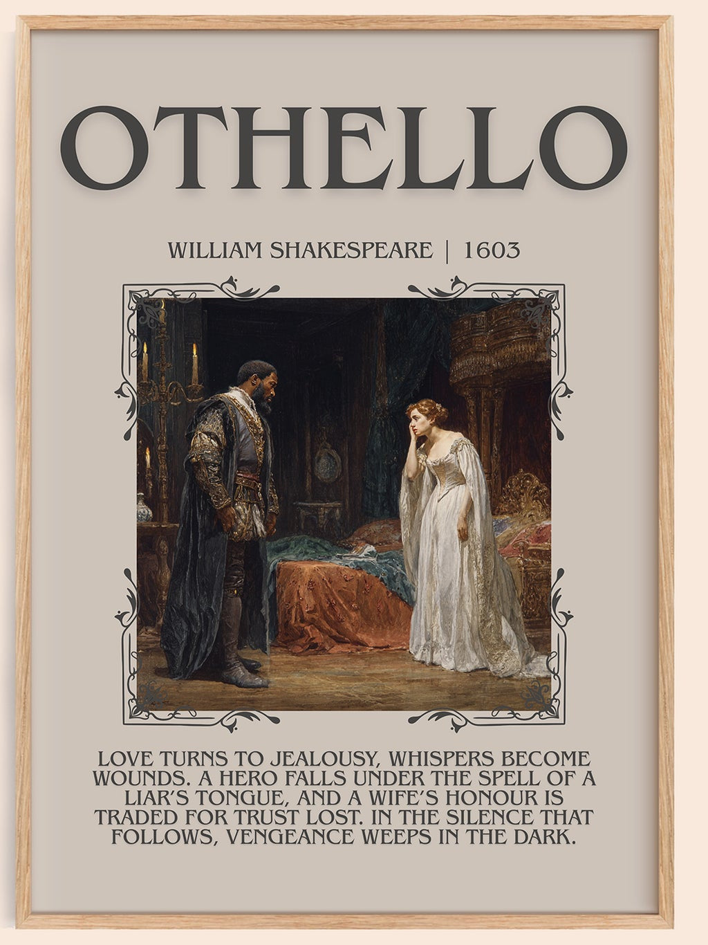 Othello minimalist book poster by William Shakespeare – framed literary art print