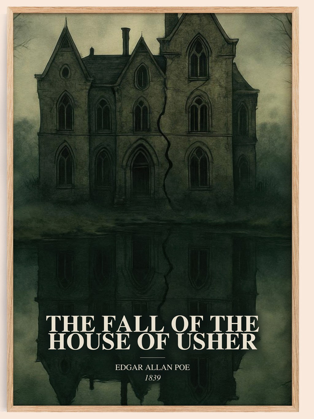 The Fall Of The House Of Usher watercolour book poster by Edgar Allan Poe – framed literary art print