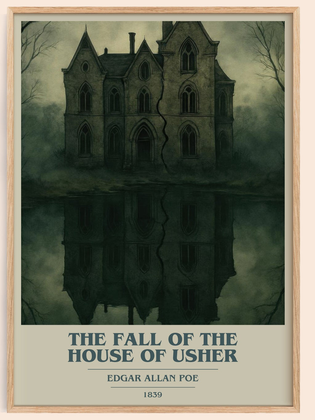 The Fall Of The House Of Usher book cover book poster by Edgar Allan Poe – framed literary art print