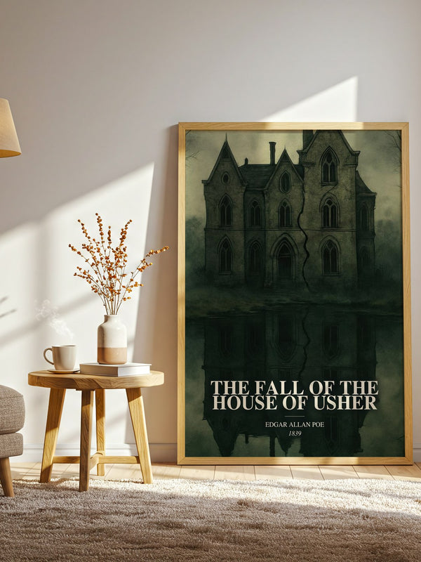 The Fall Of The House Of Usher watercolour print in frame leaning in hallway – gothic wall art