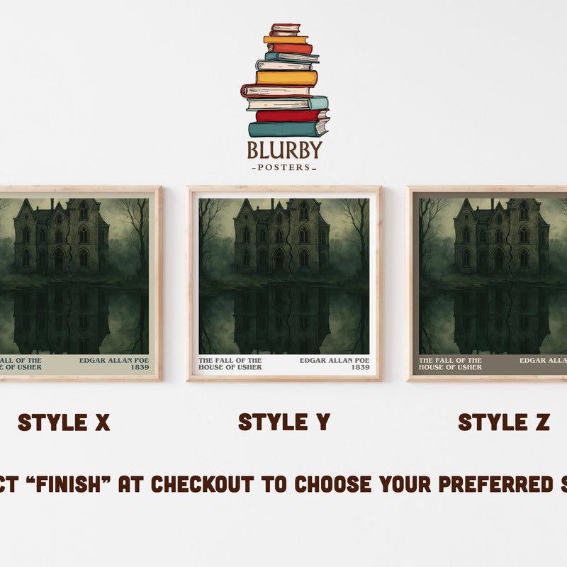 The Fall Of The House Of Usher literary print in frame leaning in hallway – gothic wall art