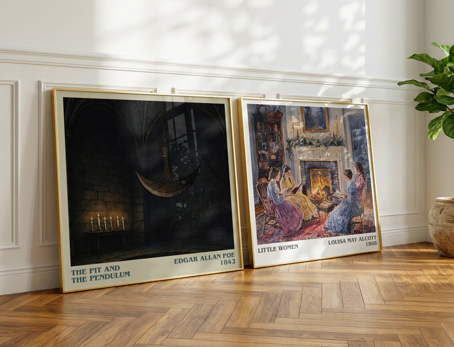 The Pit And The Pendulum literary print on bookshelf – Edgar Allan Poe fan gift