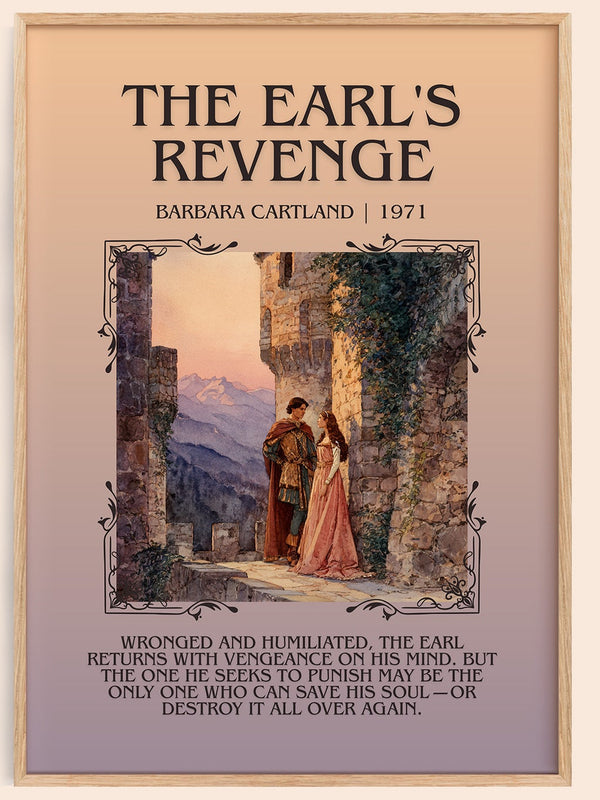 The Earl's Revenge minimalist book poster by Barbara Cartland – framed literary art print