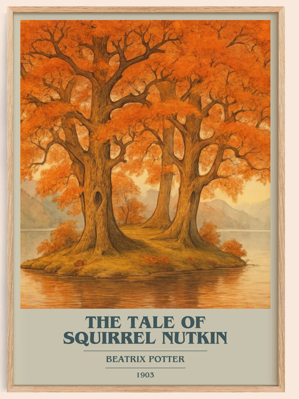 The Tale Of Squirrel Nutkin book cover book poster by Beatrix Potter – framed literary art print