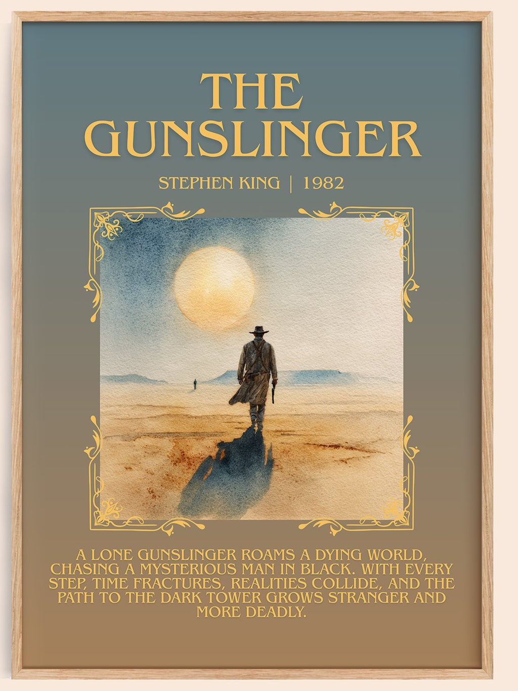 The Gunslinger minimalist book poster by Stephen King – framed literary art print
