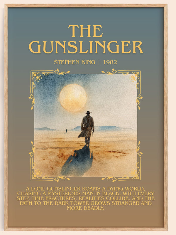 The Gunslinger minimalist book poster by Stephen King – framed literary art print