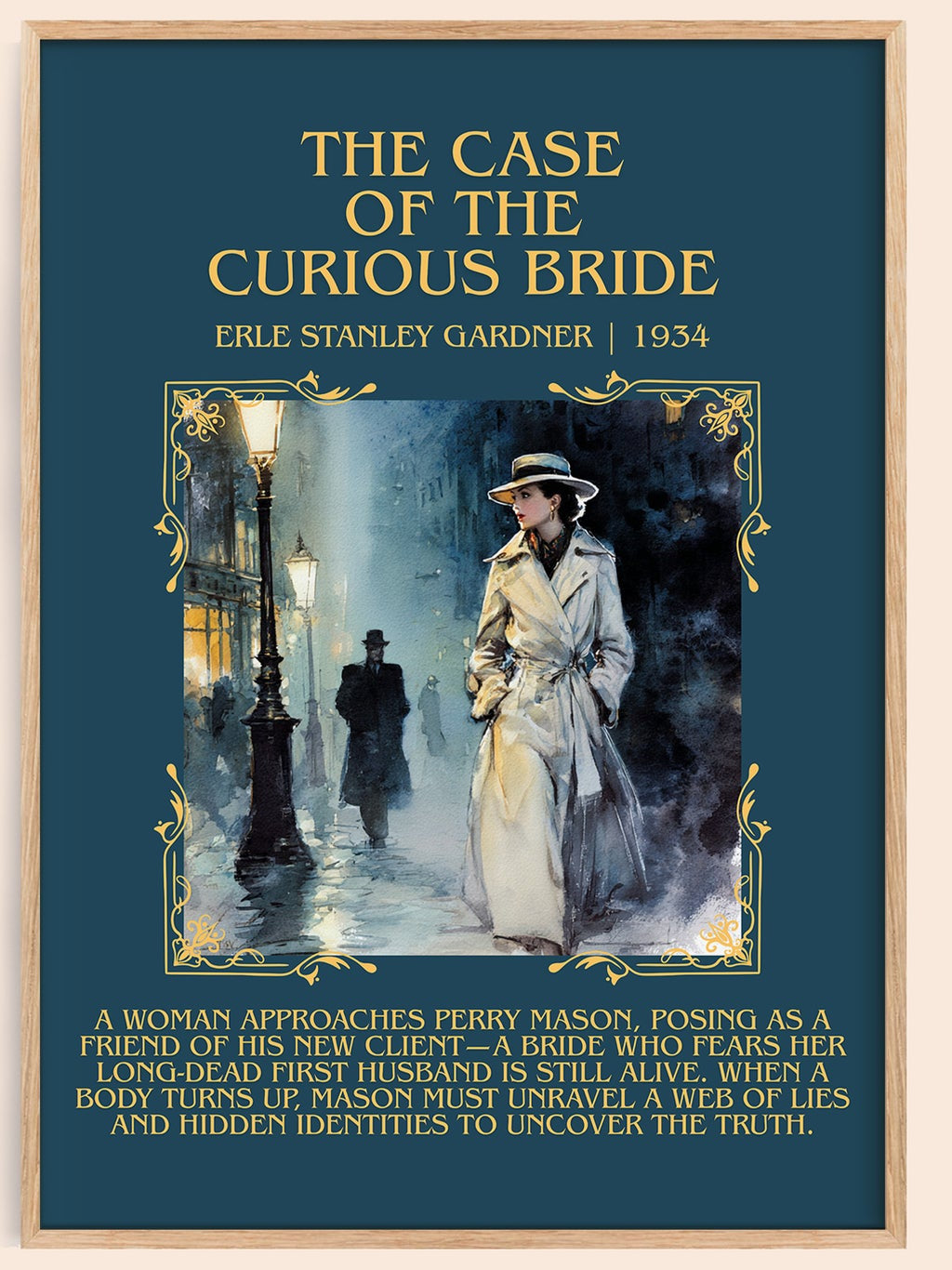 The Case of the Curious Bride minimalist book poster by Erle Stanley Gardner – framed literary art print
