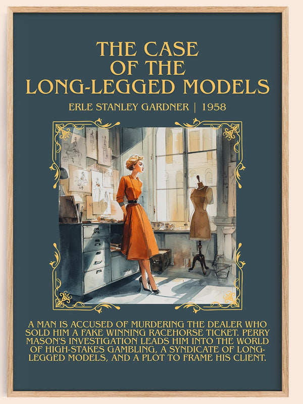 The Case of the Long-legged Models minimalist book poster by Erle Stanley Gardner – framed literary art print