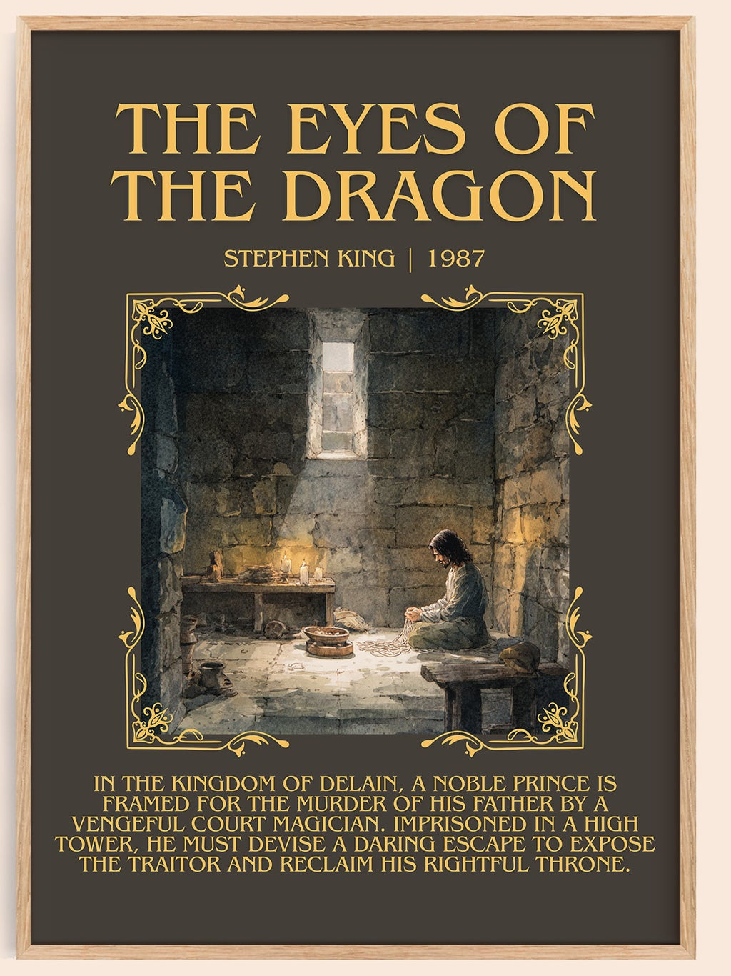 The Eyes Of The Dragon minimalist book poster by Stephen King – framed literary art print
