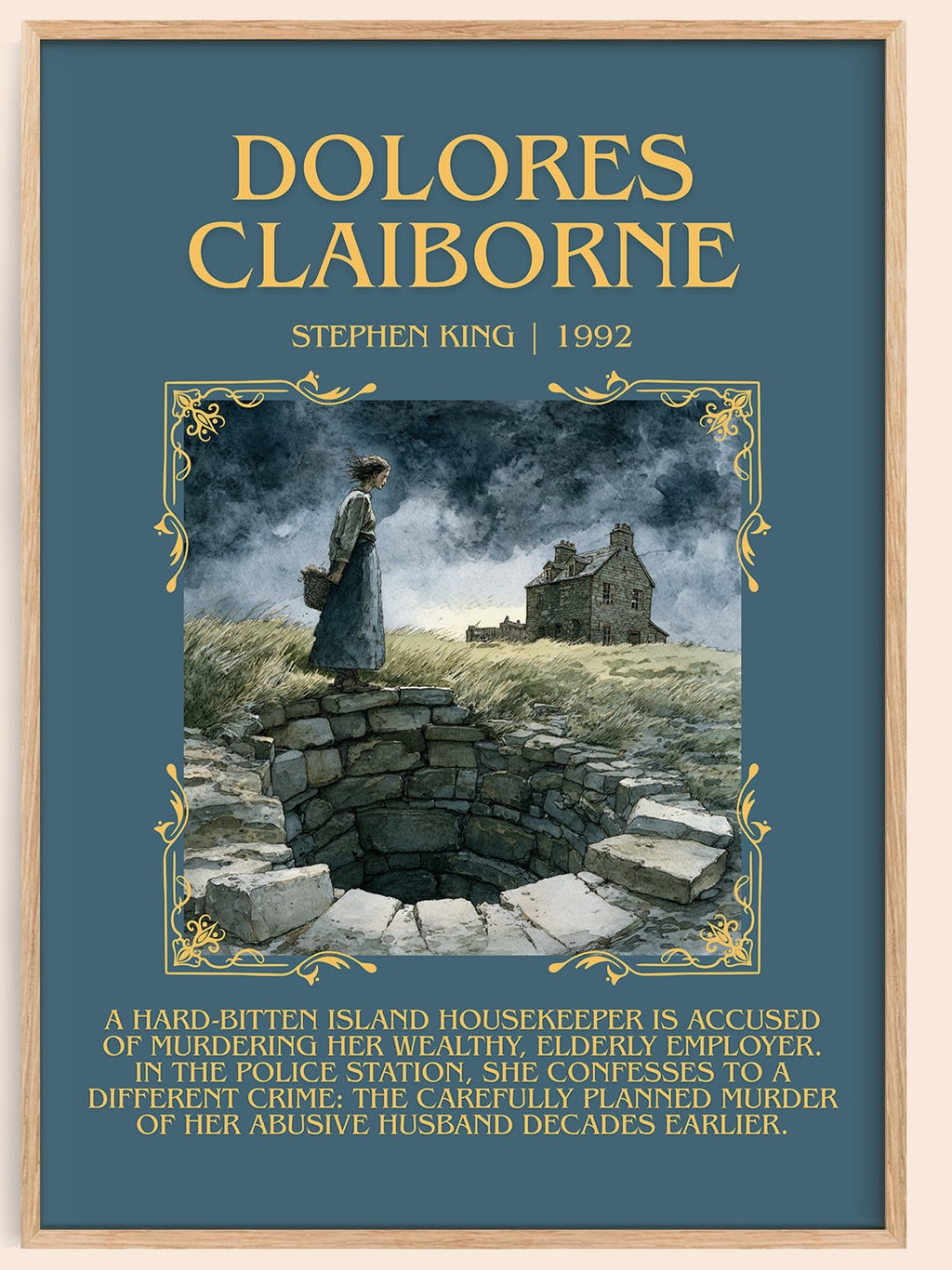 Dolores Claiborne minimalist book poster by Stephen King – framed literary art print