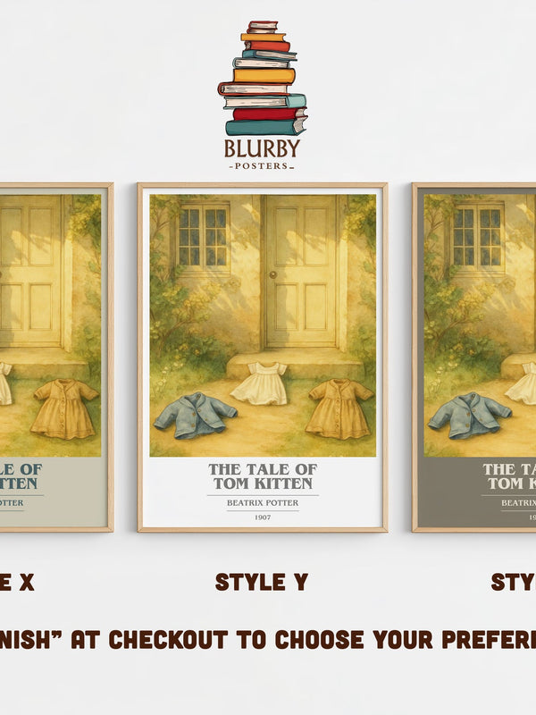 The Tale Of Tom Kitten book cover print in frame leaning in hallway – childrens wall art
