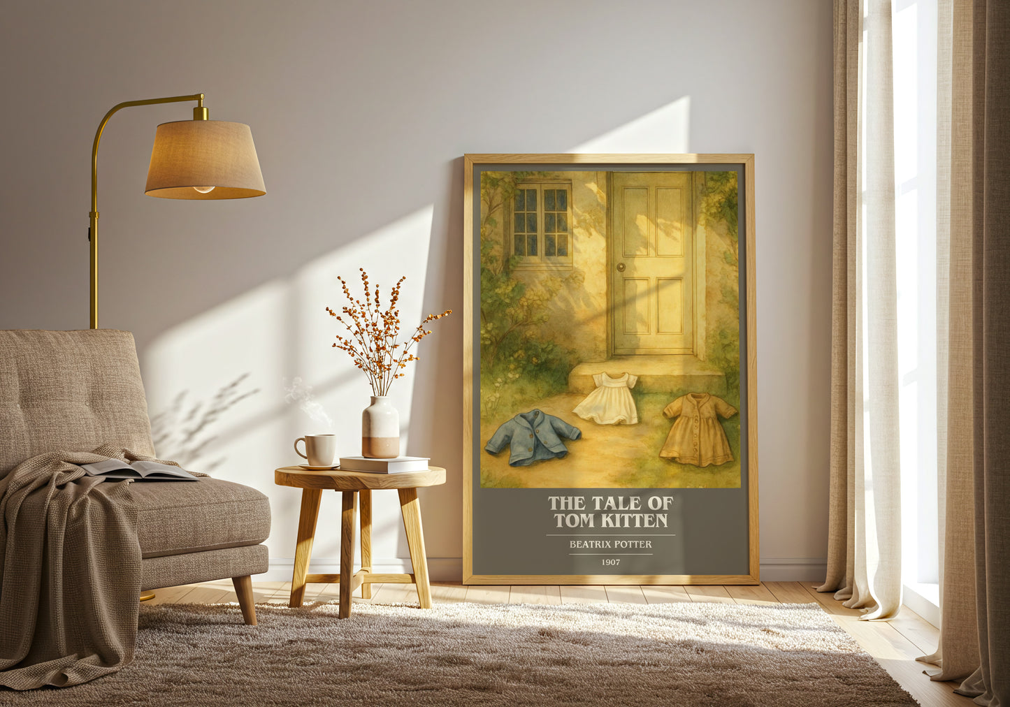The Tale Of Tom Kitten book cover print on bookshelf – Beatrix Potter fan gift