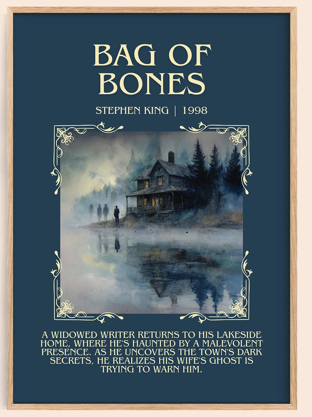 Bag of Bones minimalist book poster by Stephen King – framed literary art print