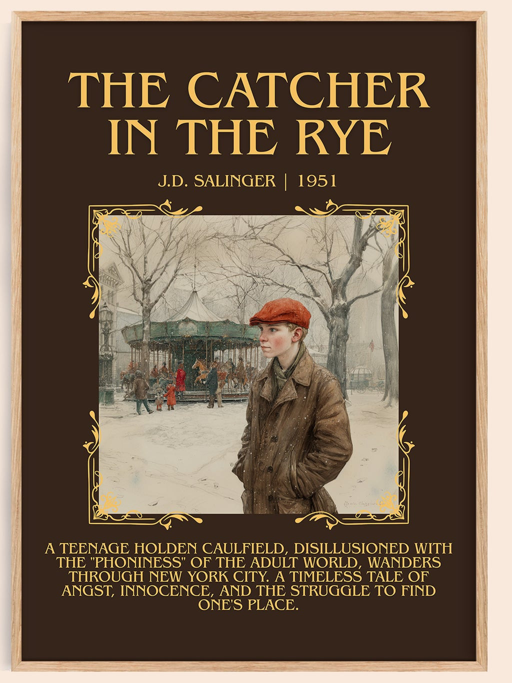 The Catcher in the Rye minimalist book poster by J. D. Salinger – framed literary art print