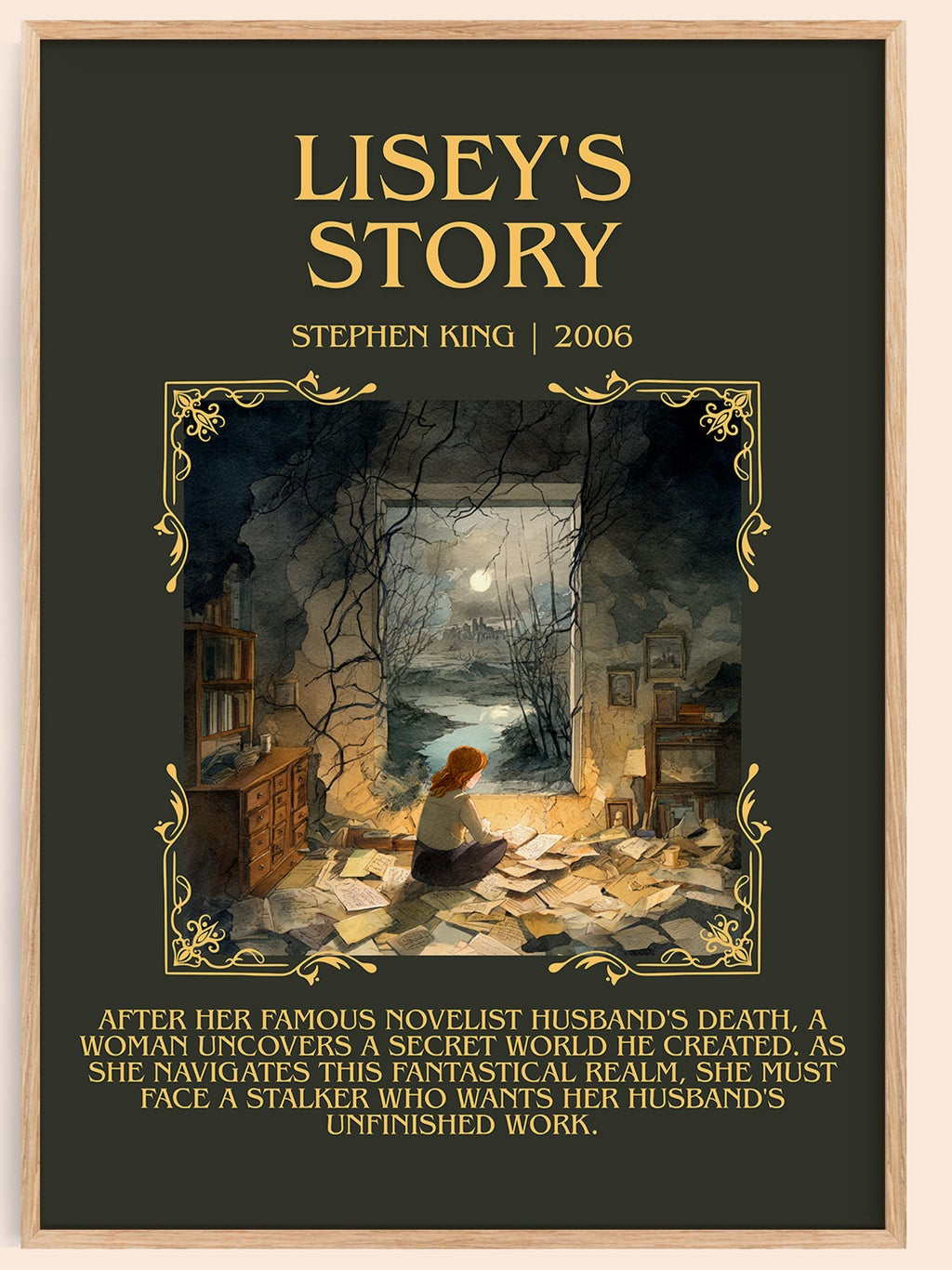 Lisey's Story minimalist book poster by Stephen King – framed literary art print