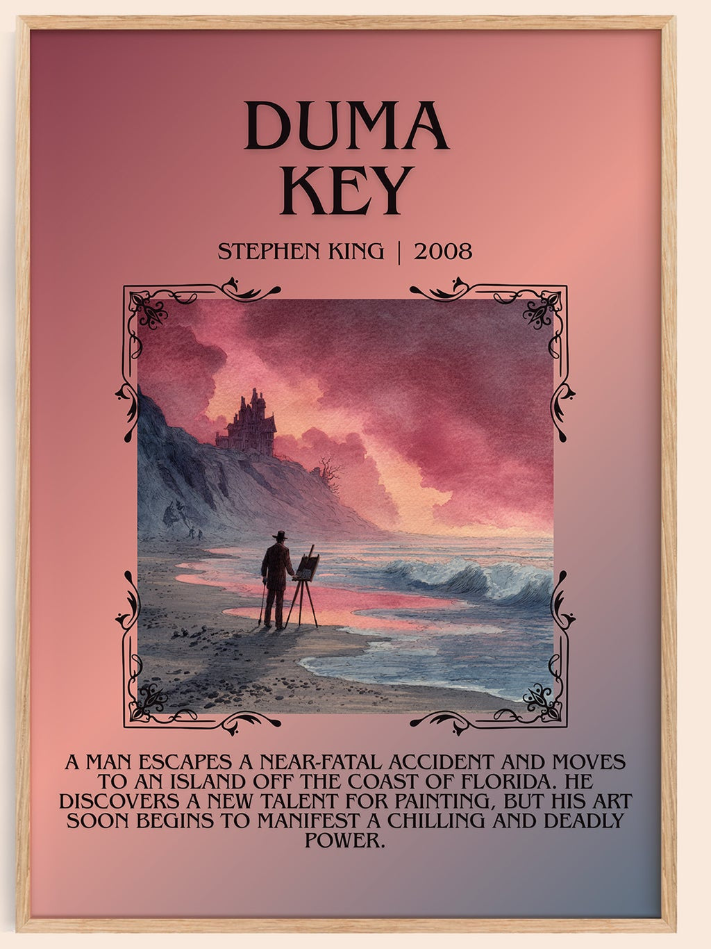 Duma Key minimalist book poster by Stephen King – framed literary art print