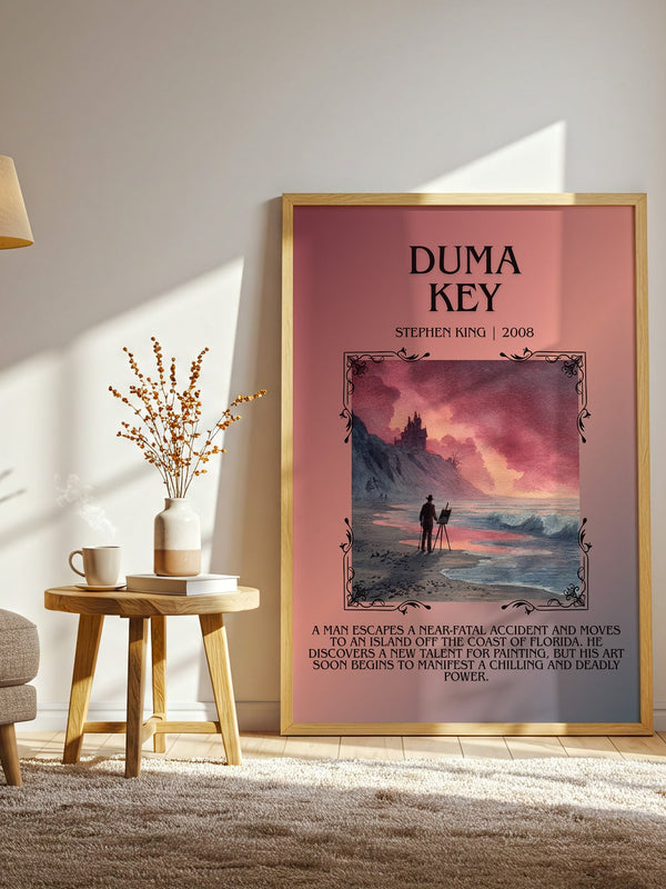Duma Key minimalist print in frame leaning in hallway – horror wall art