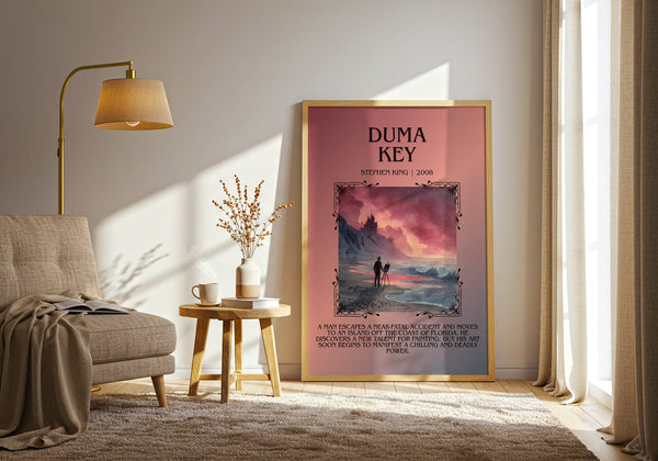 Duma Key minimalist print in frame leaning in hallway – horror wall art
