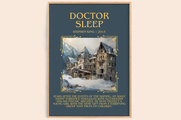 Doctor Sleep minimalist book poster by Stephen King – framed literary art print