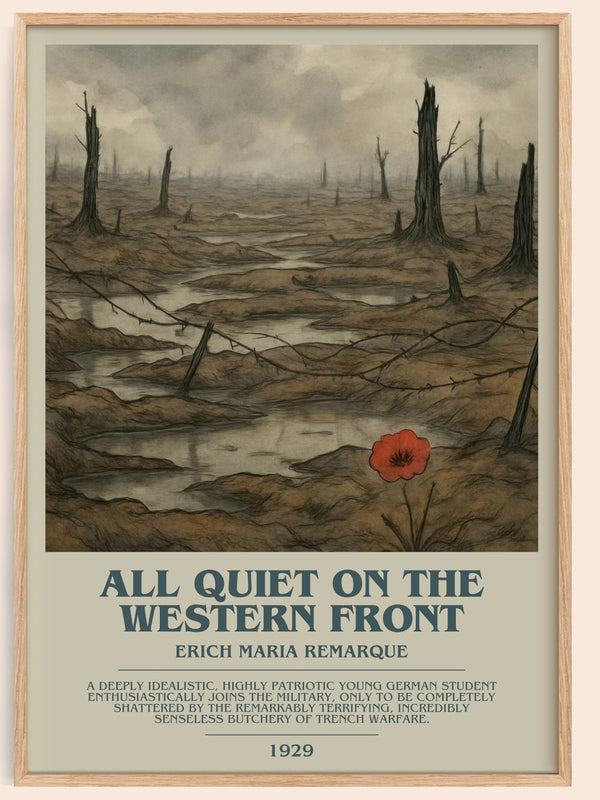 All Quiet On The Western Front bookish book poster by Erich Maria Remarque – framed literary art print