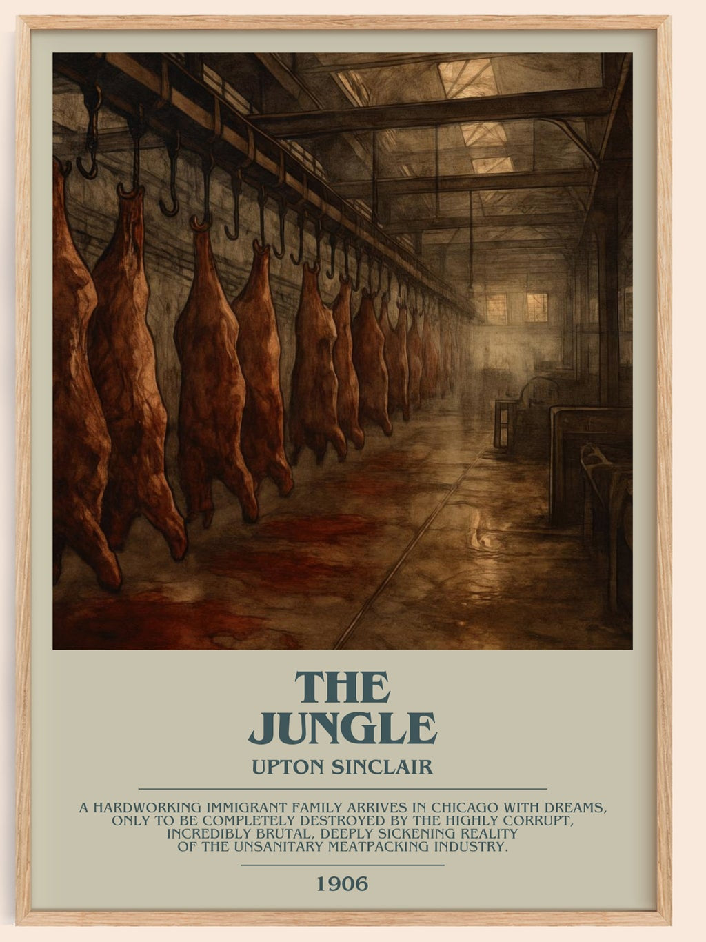 The Jungle bookish book poster by Upton Sinclair – framed literary art print